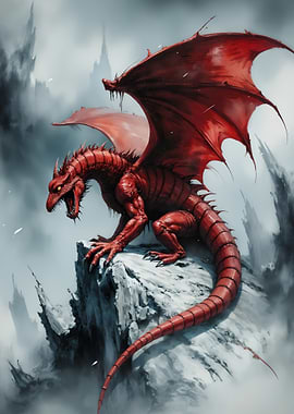 Red Dragon on Snowy Peak
