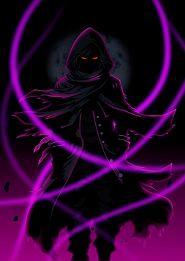 Hooded Figure with Glowing Eyes