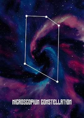 Microscopium Constellation on Nebula Background