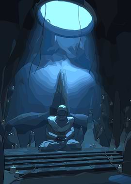 Cave Temple with Meditating Figure