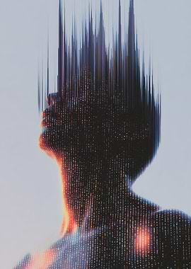 Abstract Human Figure with Glitch Effect