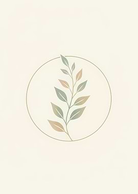 Minimalist Leaf Circle Art