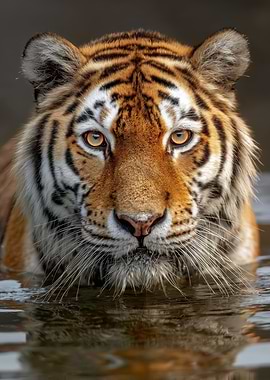 Tiger in Water Close-Up Portrait