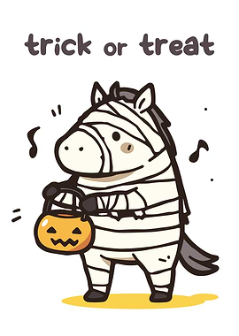 Cute Zebra Mummy Halloween Illustration