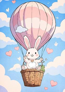 Cute Bunny Hot Air Balloon