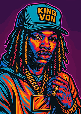 King Von Portrait Colorful Digital Art