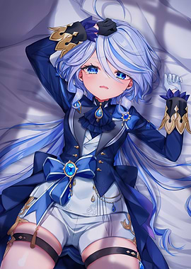 Girl with Blue Hair Lying Down