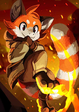 Red Panda Character in Digital Art