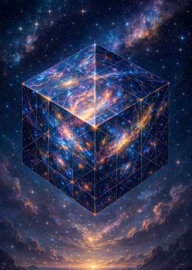 Fantasy Cosmic Cube in Starry Sky