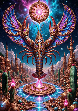 Ornate Lobster in a Fantasy Landscape