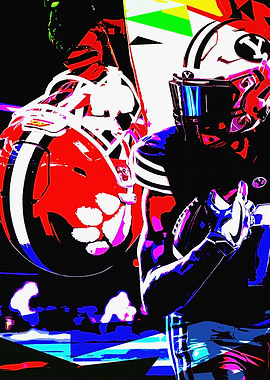 Football Player in Action, Abstract Art