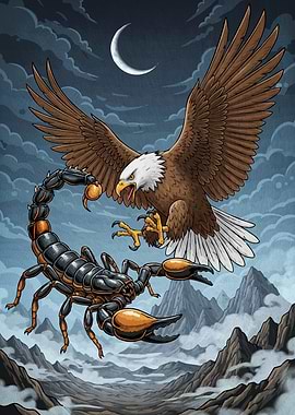 Eagle versus Scorpion moonlight