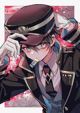 Anime Boy in Uniform with Ticket
