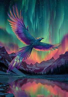 Phoenix soars under Aurora Borealis