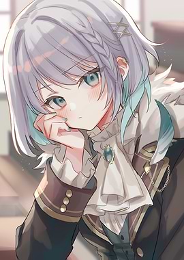 Anime Girl Portrait with Gray Hair