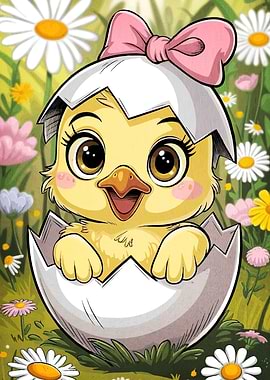 Cute Chick Eggshell Bow