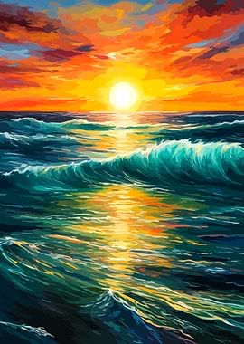 Ocean Sunset Painting