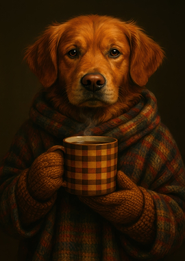 Dog with Coffee Mug Portrait