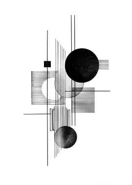 Abstract Geometric Composition in Black and White