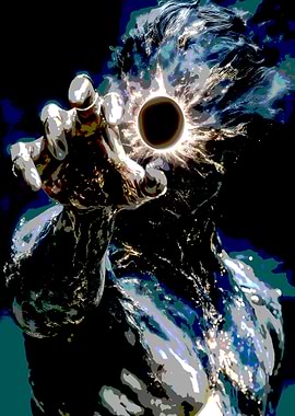 Abstract Figure Reaching for a Black Hole