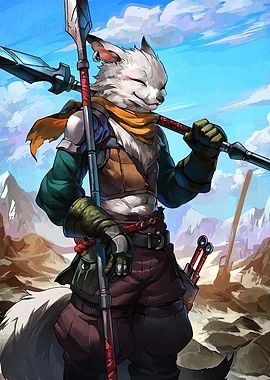 Anthropomorphic Fox Warrior with Spear