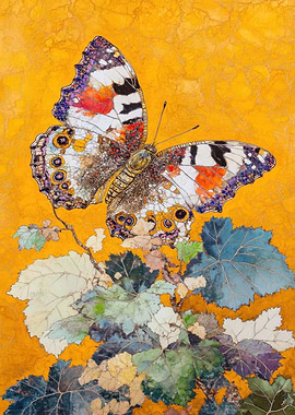 Butterfly on Leaves Painting