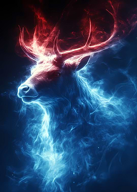 Fiery and Icy Deer Portrait