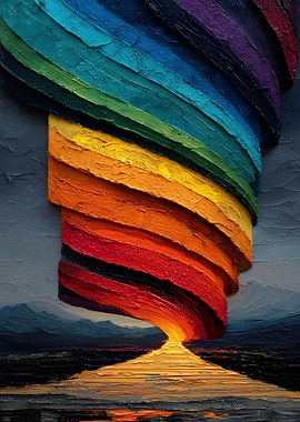 Rainbow Swirl Landscape Oil Painting