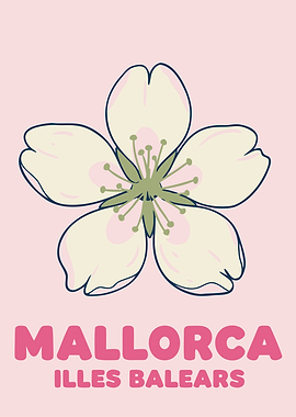 Mallorca Flower Illustration - Preppy Aesthetic Poster