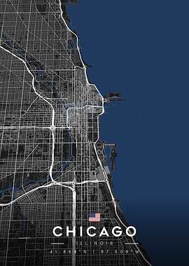 Chicago Illinois Map Art