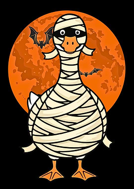 Mummy Duck Halloween Cartoon