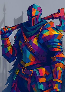 Colorful Knight with Axe