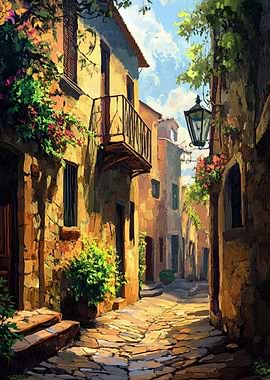 Italian Street Scene Painting