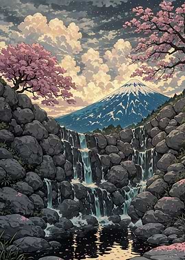 Mount Fuji and Cherry Blossoms Sakura Japan Landscape