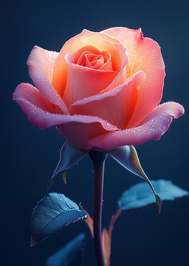 Pink Rose with Dew Drops
