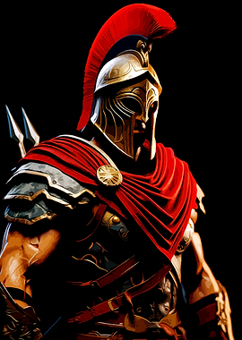 Spartan Warrior in Golden Helmet