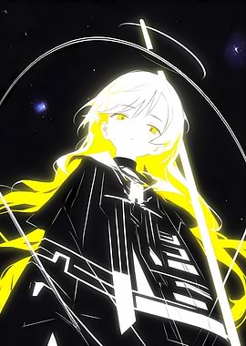 Anime Girl with Halo in Space