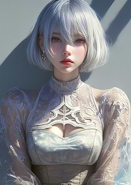 Anime Girl with White Hair