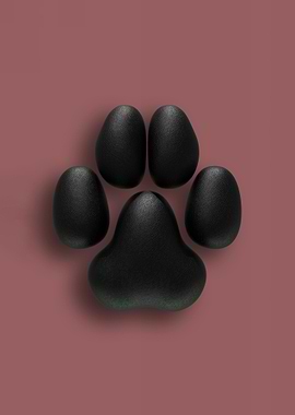 Black Dog Pawpads against a Muted Red Background