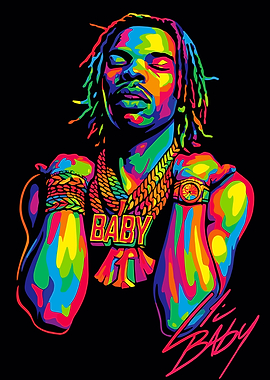 Lil Baby Colorful Portrait