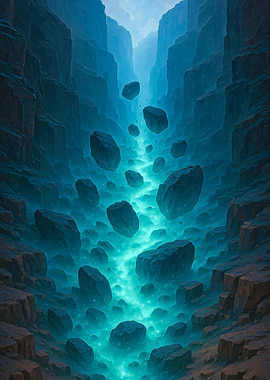 Fantasy Mystical Canyon with Floating Rocks