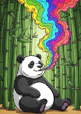 Relaxed Panda Rainbow Smoke