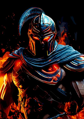 Fiery Warrior in Armor