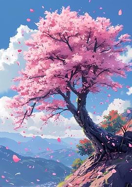 Anime Cherry Blossom Tree Landscape