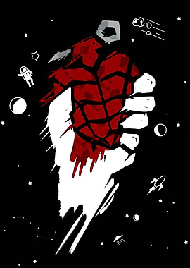 Red Grenade in Space Art in Green Day