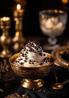 Elegant Dessert with Chocolate Chips