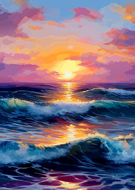 Ocean Sunset Painting