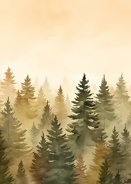 Forest Landscape with Fog