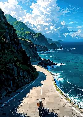 Coastal Road with Bicycle