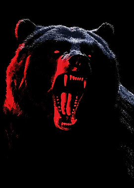 Aggressive Bear with Red Accents